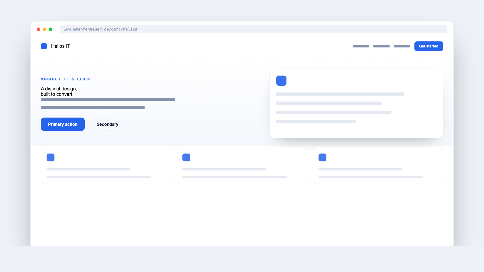 Helios IT website design preview