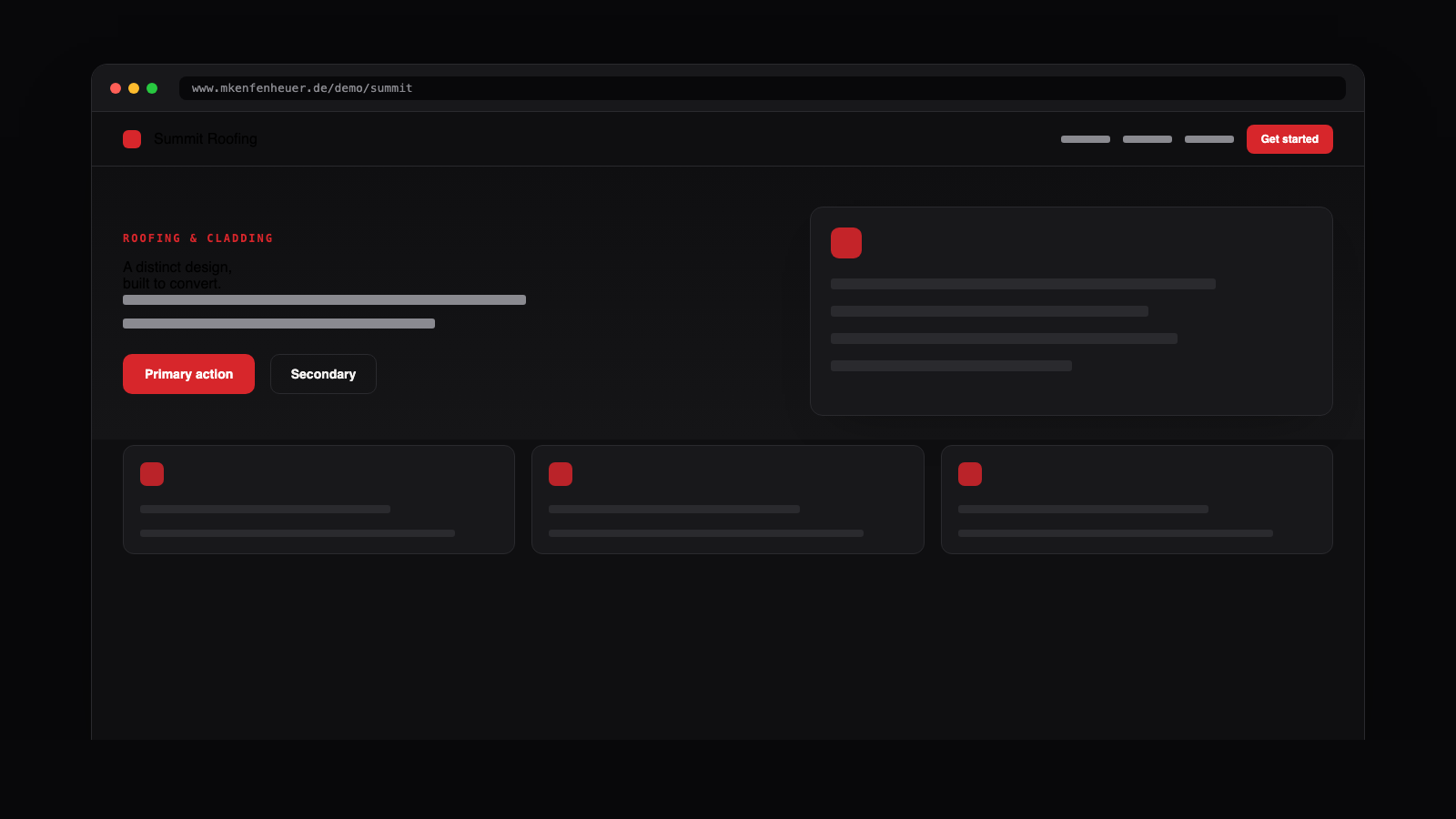 Summit Roofing website design preview